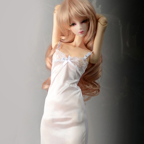 [Model doll size] Long Slim Line Slip (White)